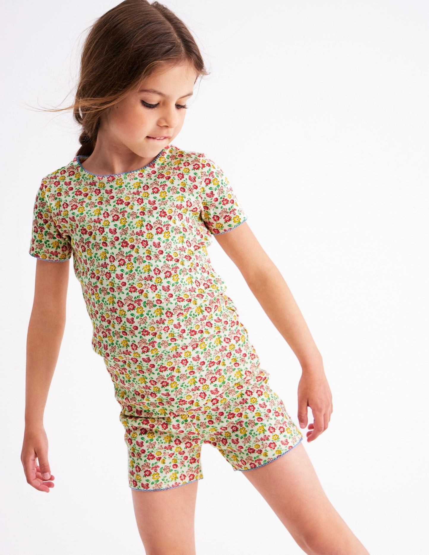 Snug Short John Pajamas - Multi Summer Flowerbed