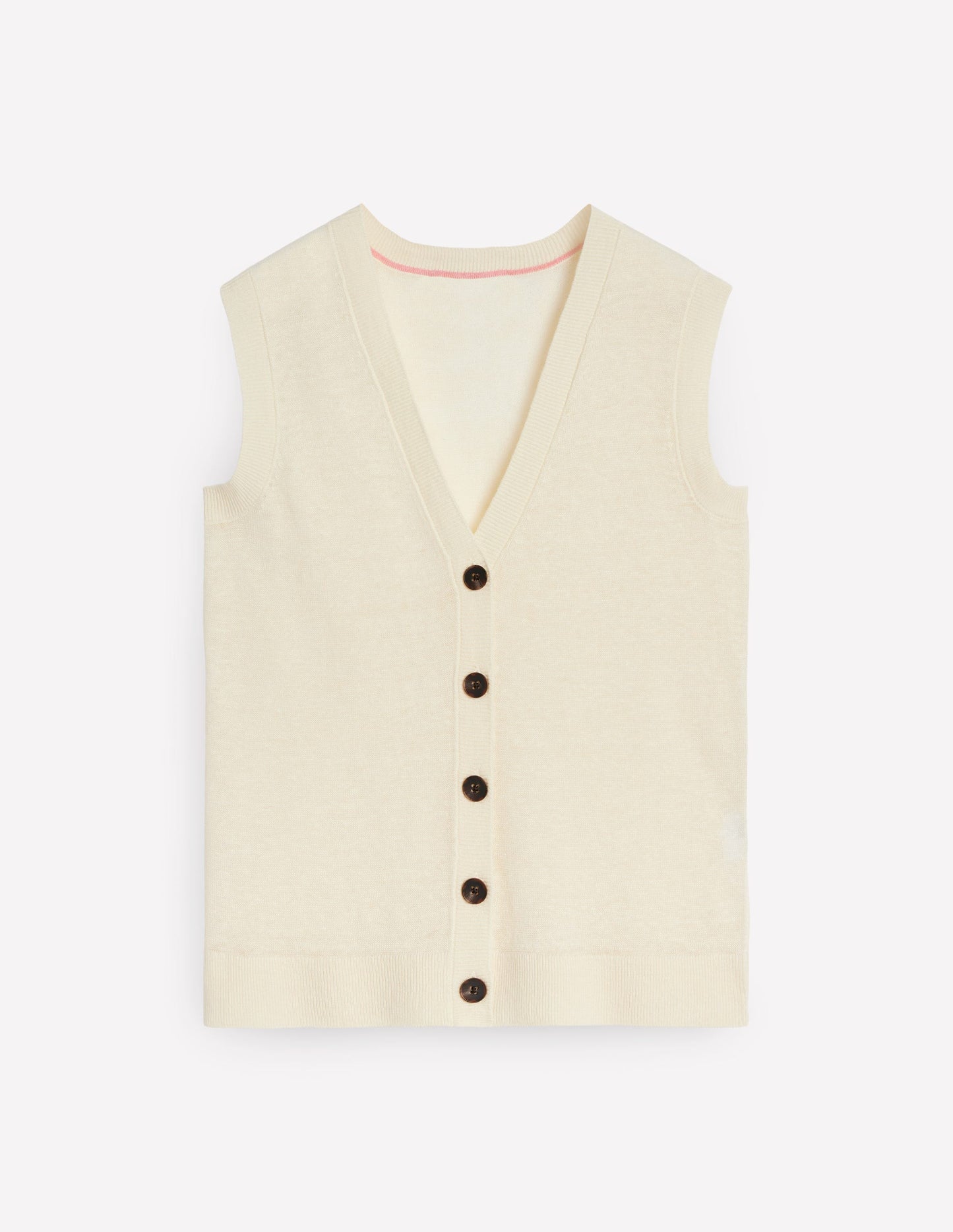 V - Neck Linen Waistcoat - Warm Ivory