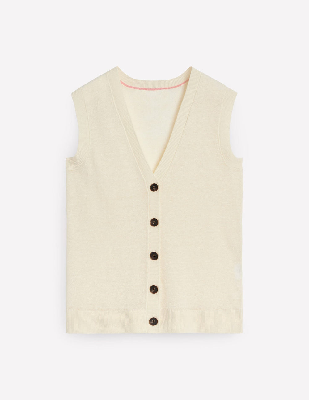 V - Neck Linen Waistcoat - Warm Ivory