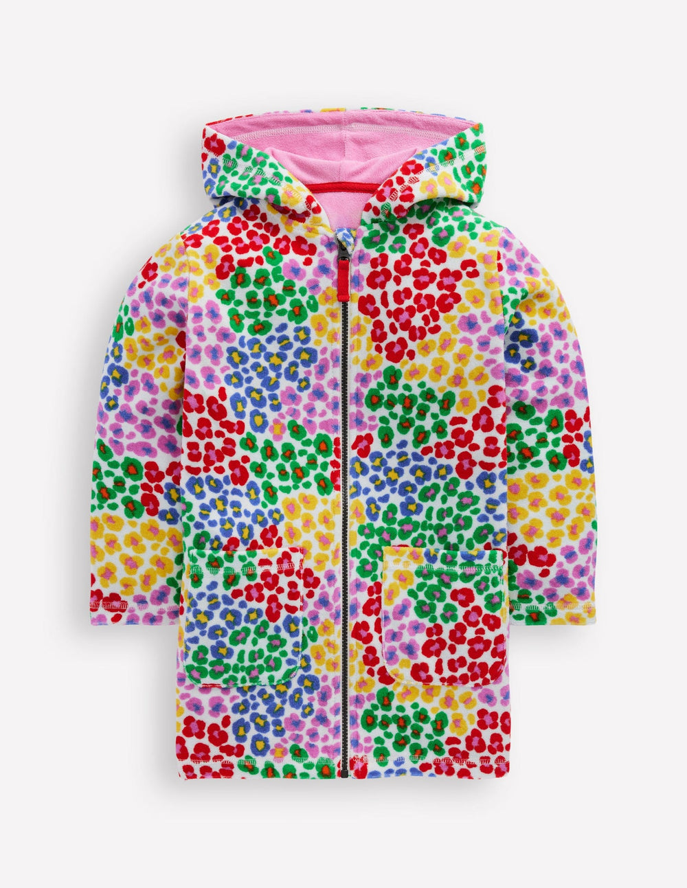Romie Towelling Zip Throw - On - Multi Rainbow Leopard