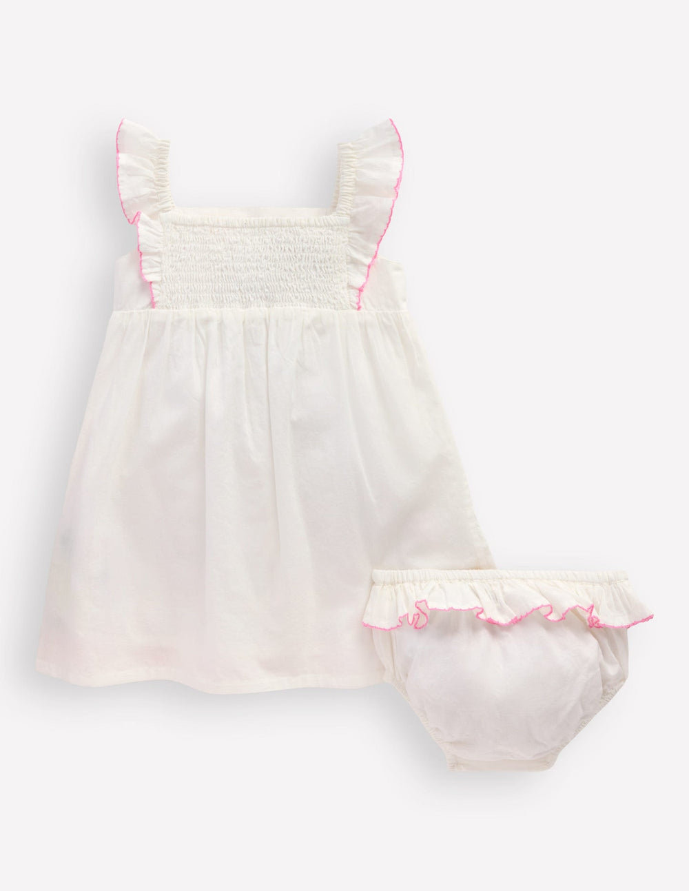 Appliqué Ruffle Dress - Soft Ivory Fruit