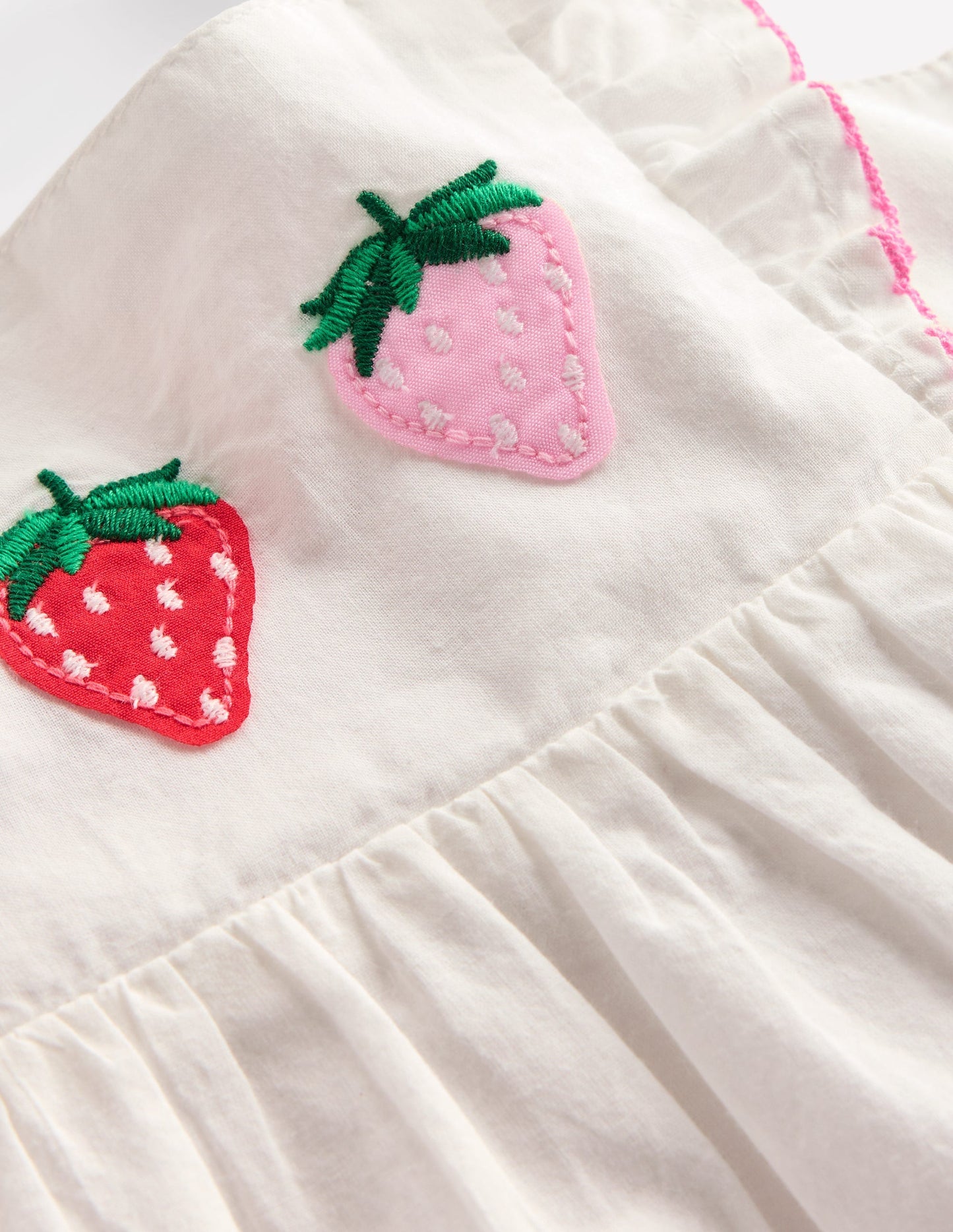 Appliqué Ruffle Dress - Soft Ivory Fruit