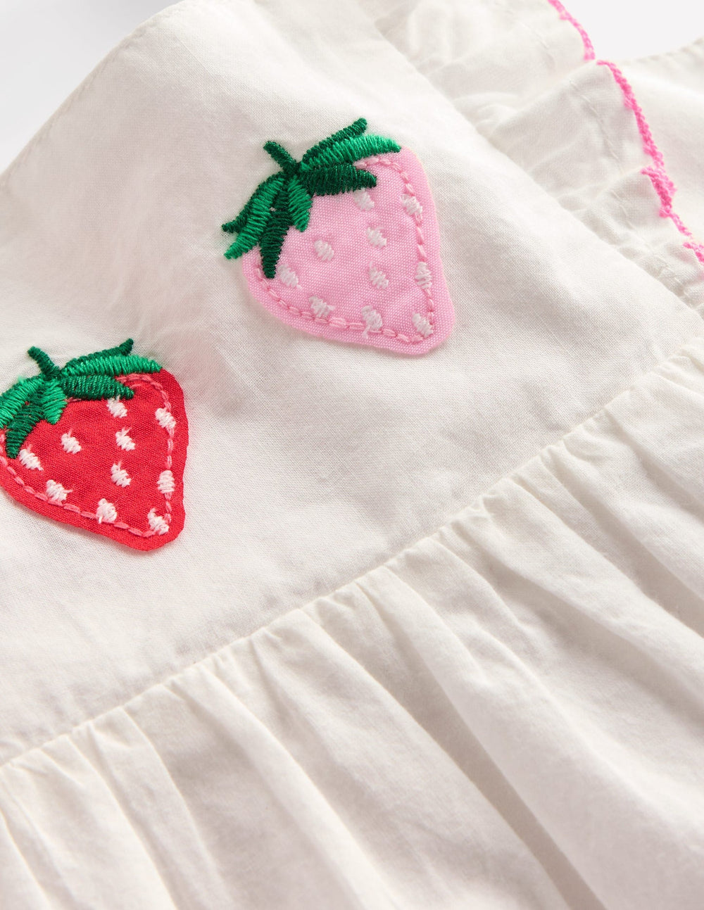 Appliqué Ruffle Dress - Soft Ivory Fruit