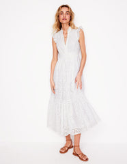 Wren Broderie Midi Dress - Ivory, Broderie