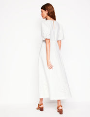 Empire Broderie Tea Dress - White