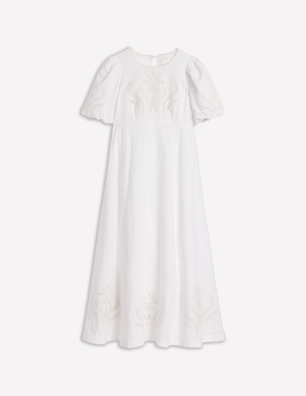 Empire Broderie Tea Dress - White