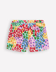 Printed Towelling Short - Multi Rainbow Leopard