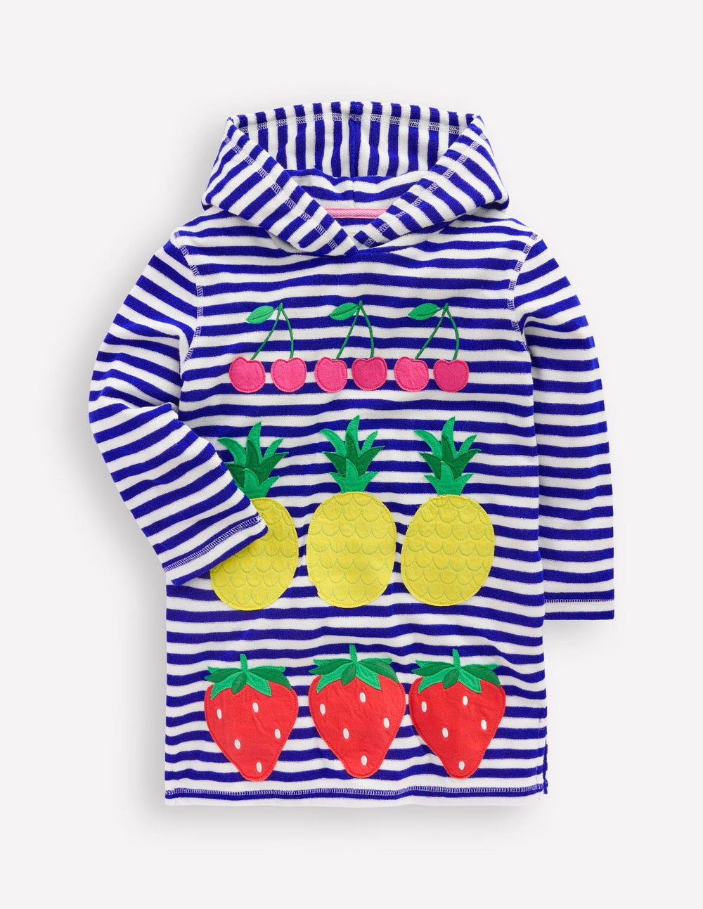 Mara Towelling Throw - On - Bright Blue Fruit Stripe