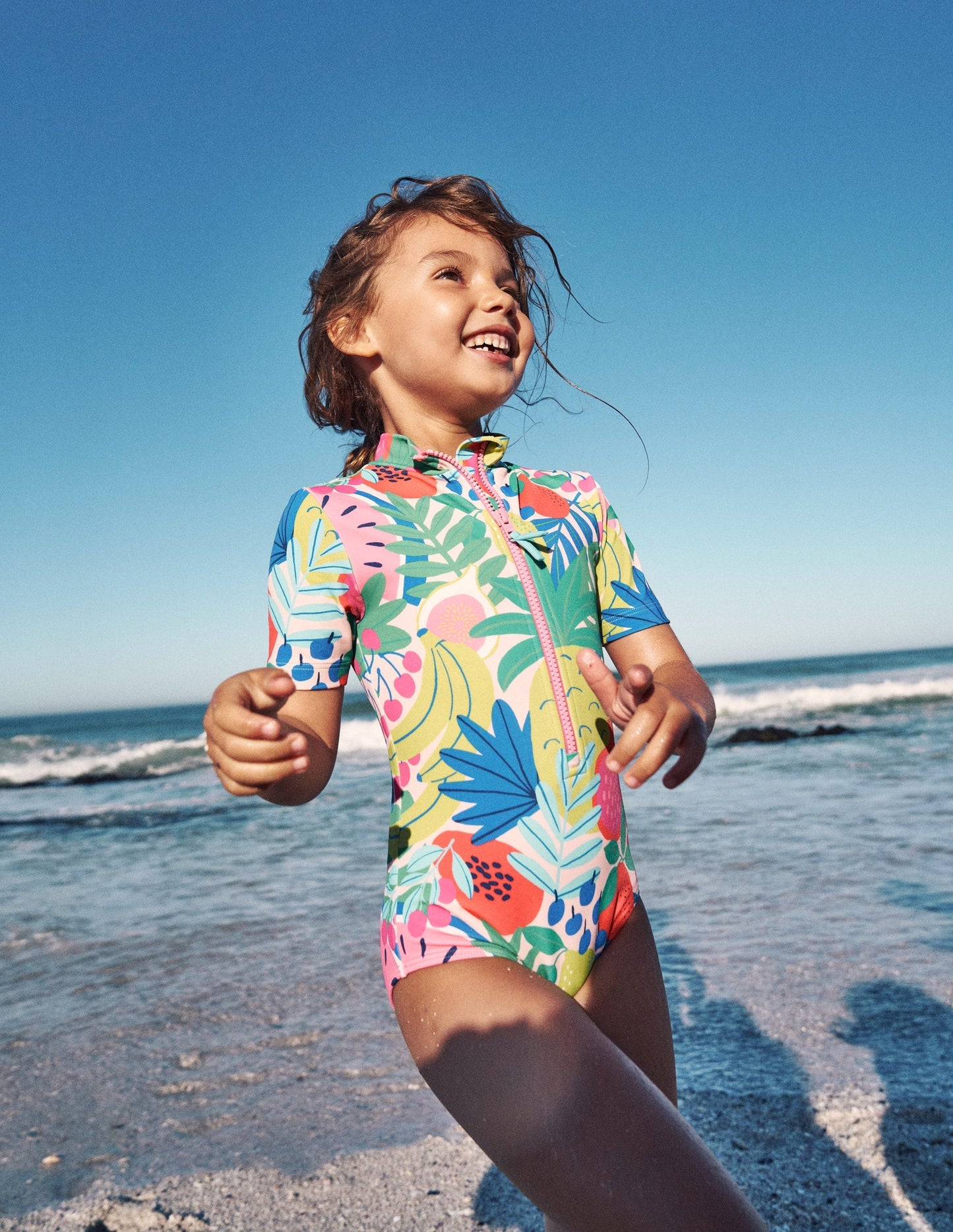 Short - sleeved Swimsuit - Multi Tropical Fruit
