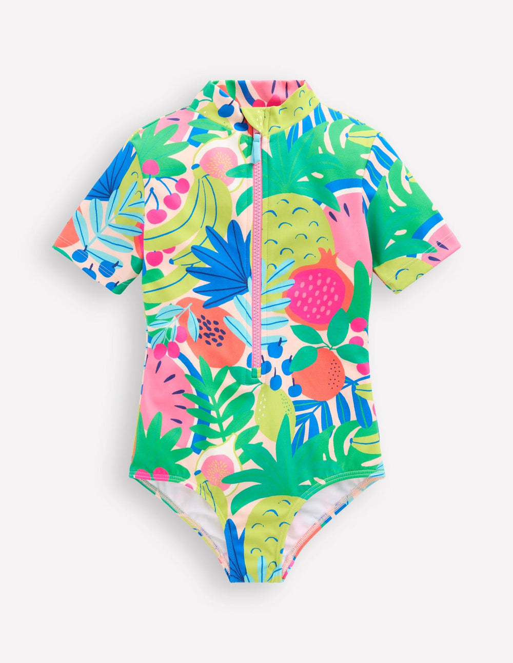Short - sleeved Swimsuit - Multi Tropical Fruit