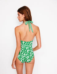 Ios V Panel Swimsuit - Rich Emerald, Ornate Tropics