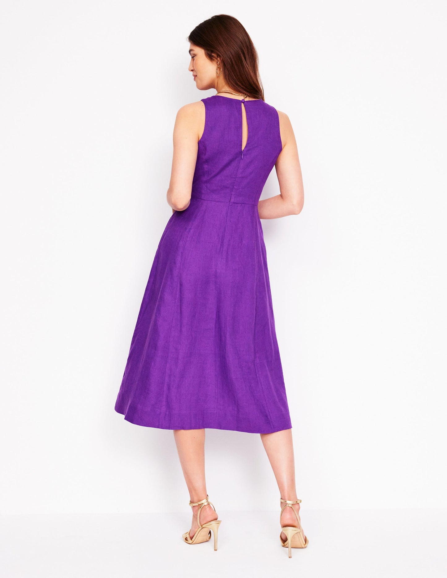 Carla Linen Midi Dress - Royal Purple