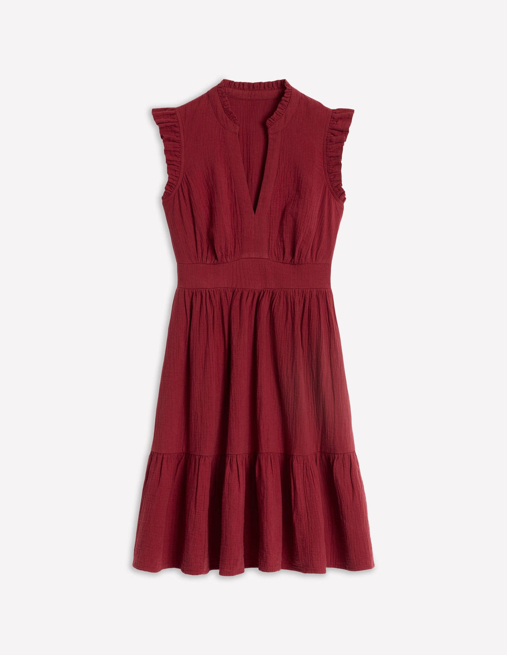 Wren Double Cloth Short Dress - Garnet Red