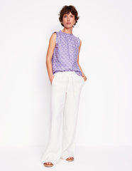 Sophie Ruffle Linen Top - Purple, Deco Palm
