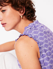 Sophie Ruffle Linen Top - Purple, Deco Palm