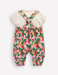 Short Sleeve Overalls Set - Strawberry Patch