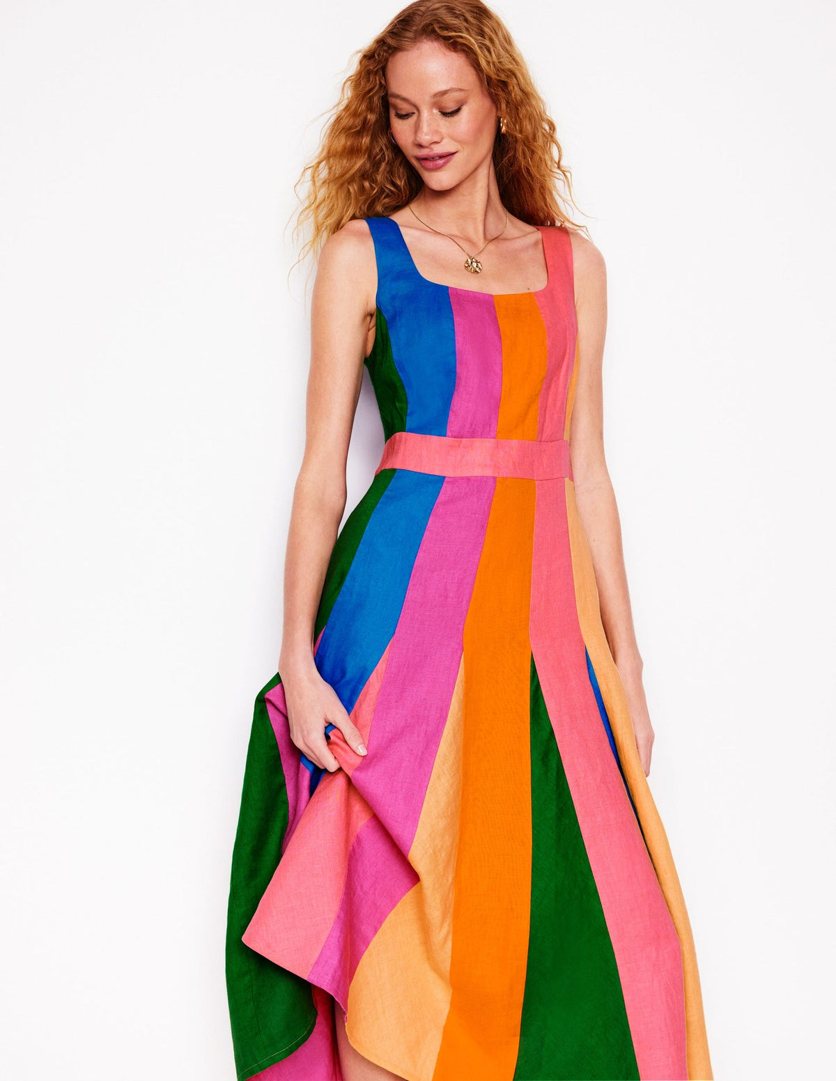 Seam Detail Fit & Flare Dress - Multi Colourblock