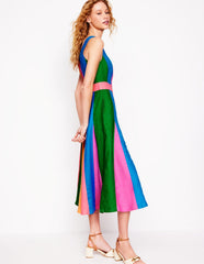 Seam Detail Fit & Flare Dress - Multi Colourblock