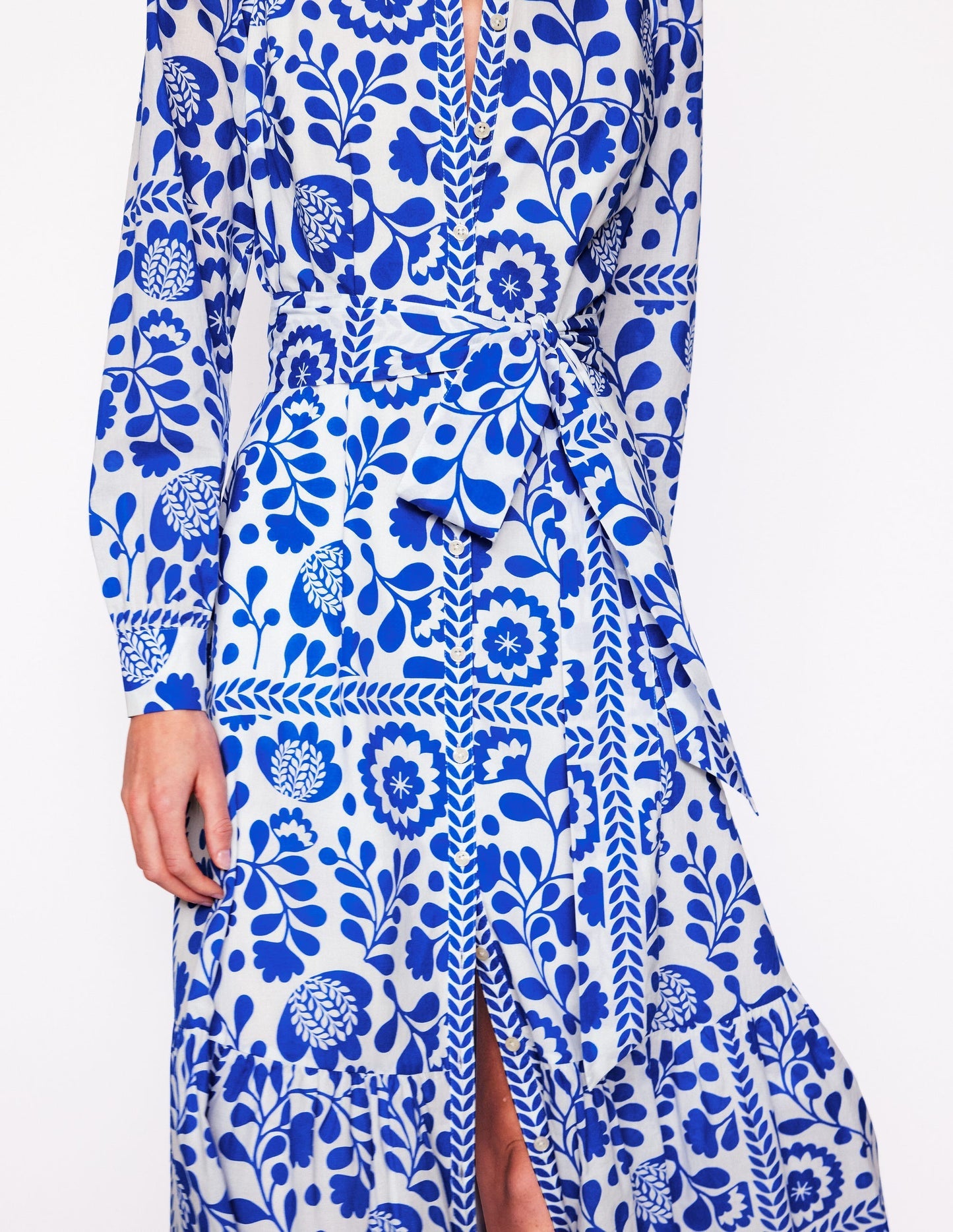 Mia Tiered Shirt Dress - Gallery Blue, Vine Tile