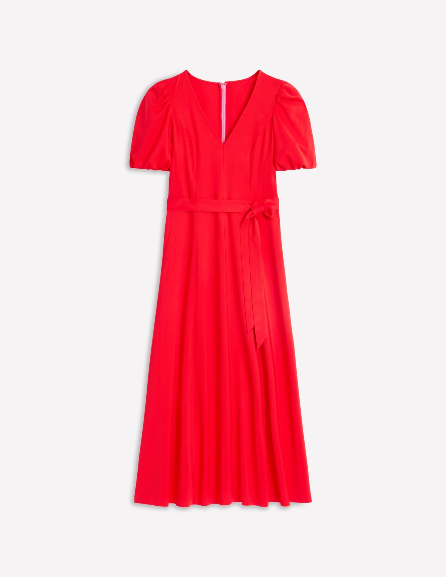 Volume Sleeve Midi Dress - Poppy Red