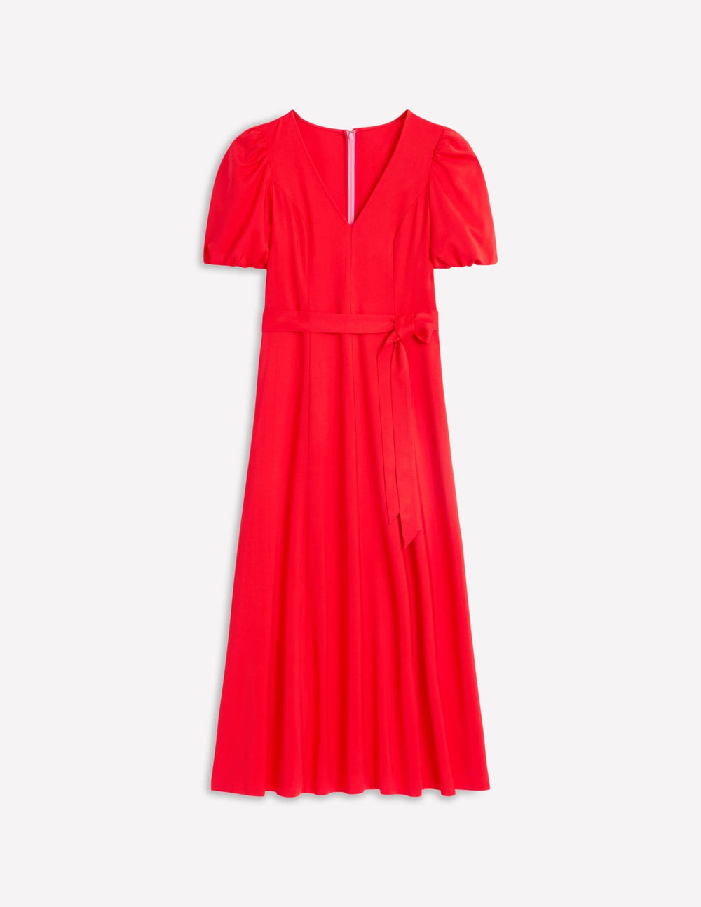 Volume Sleeve Midi Dress - Poppy Red