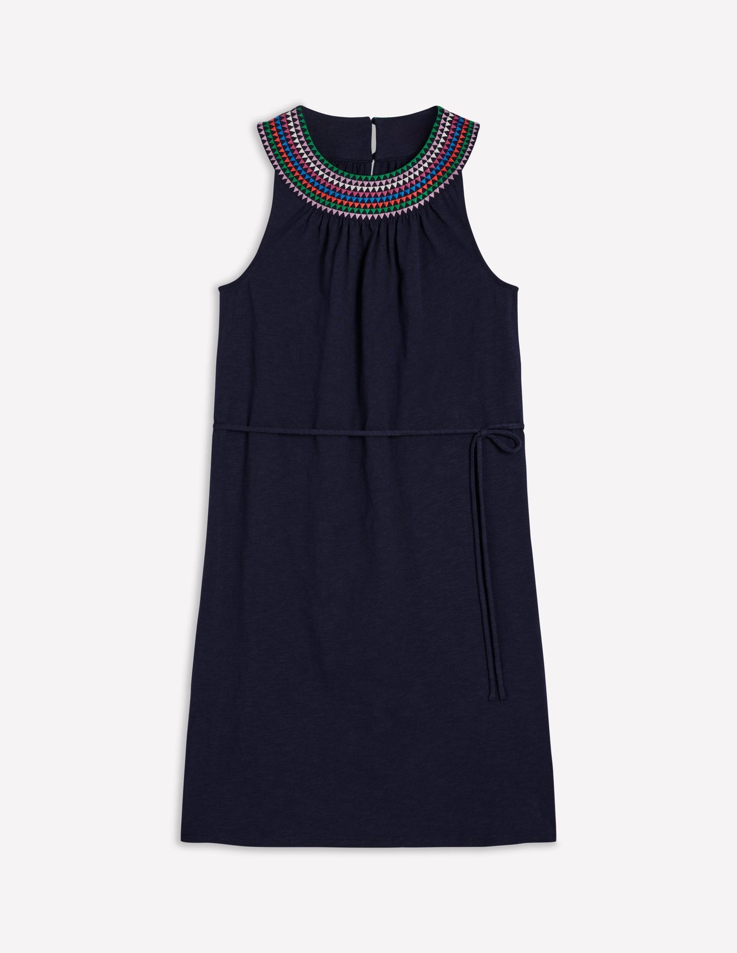 Eleni Embroidered Short Dress - Navy