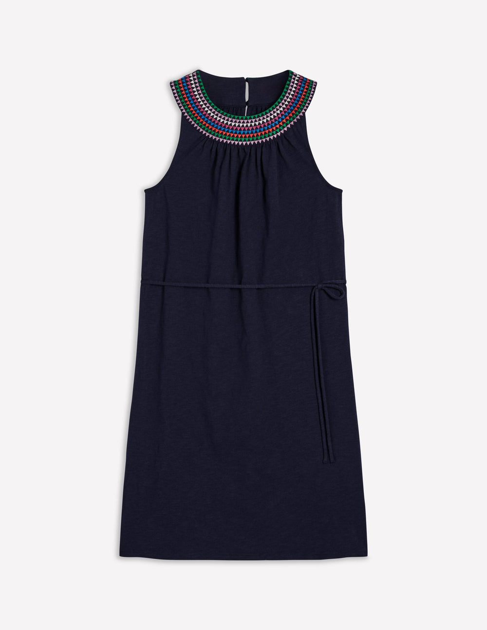 Eleni Embroidered Short Dress - Navy