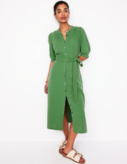 Ada Double Cloth Midi Dress - Paradise Green