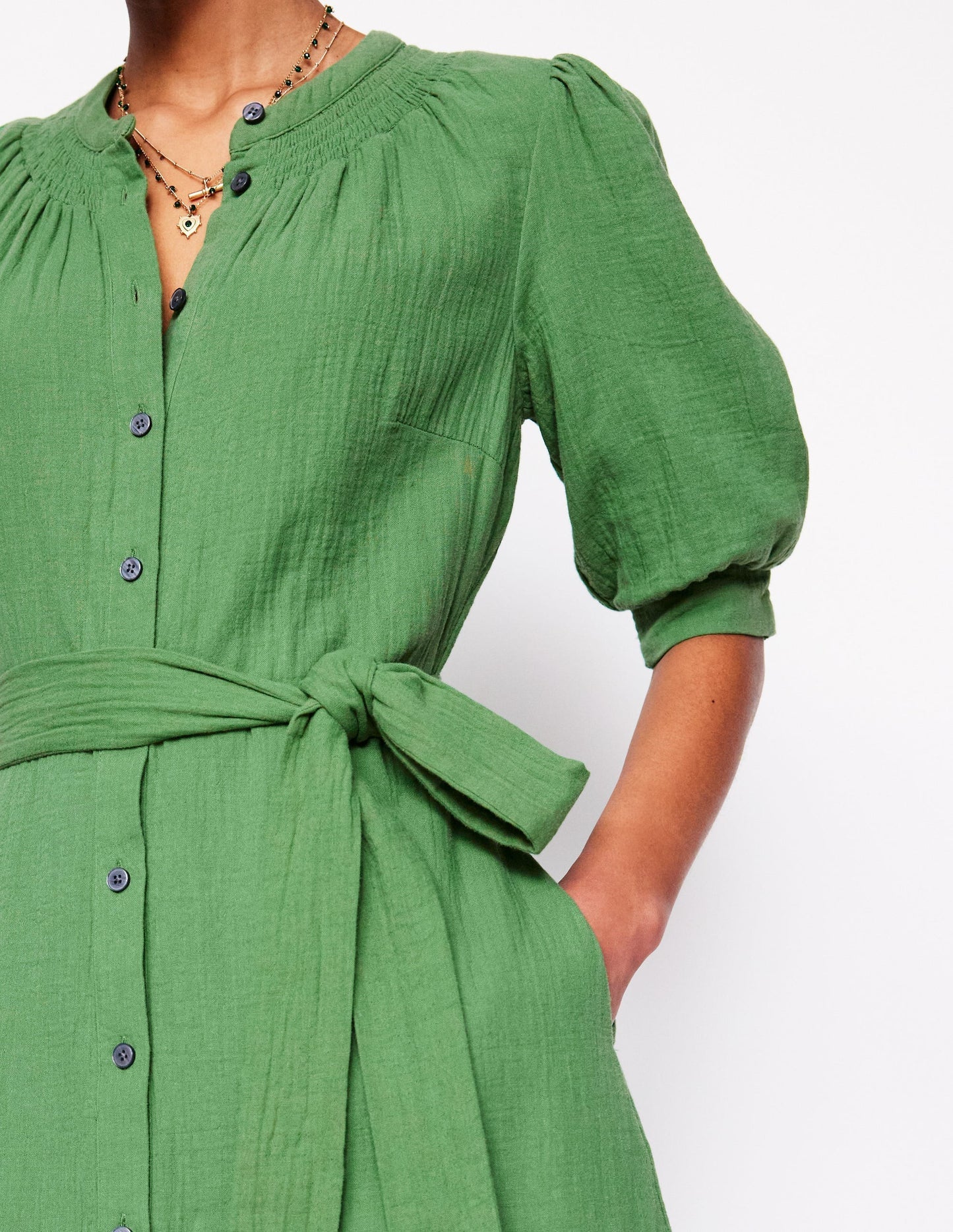 Ada Double Cloth Midi Dress - Paradise Green
