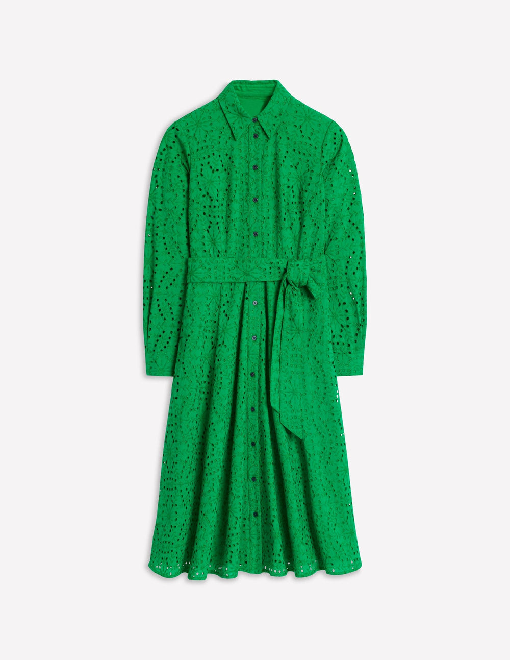 Amy Broderie Midi Shirt Dress - Rich Emerald