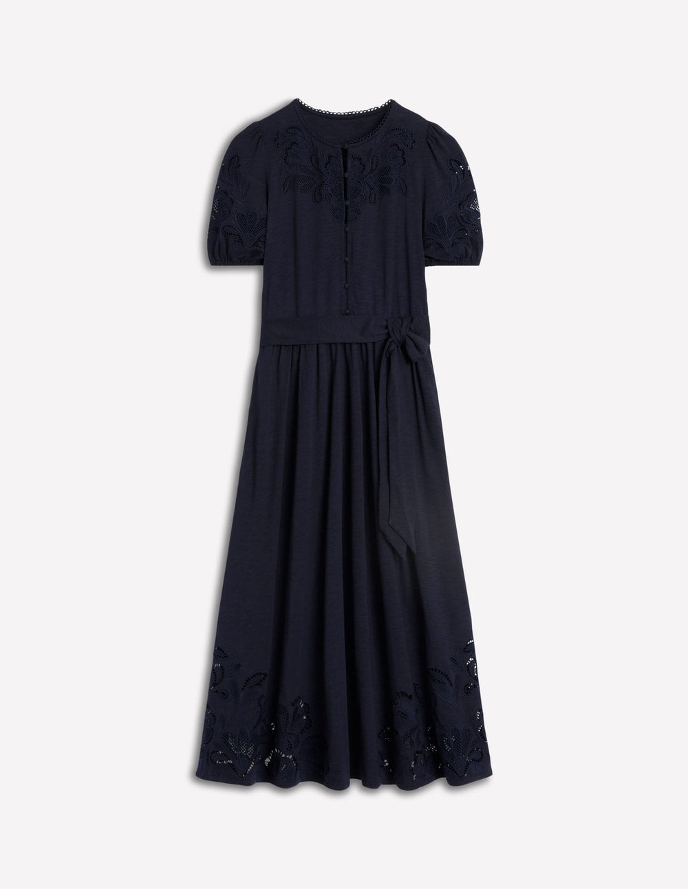 Cutwork Detail Midi Dress - Navy
