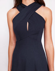 Cross Front Ponte Dress - Navy