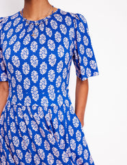 Louisa Short Jersey Dress - Gallery Blue, Posy Stamp