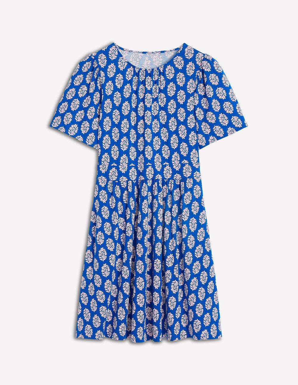 Louisa Short Jersey Dress - Gallery Blue, Posy Stamp