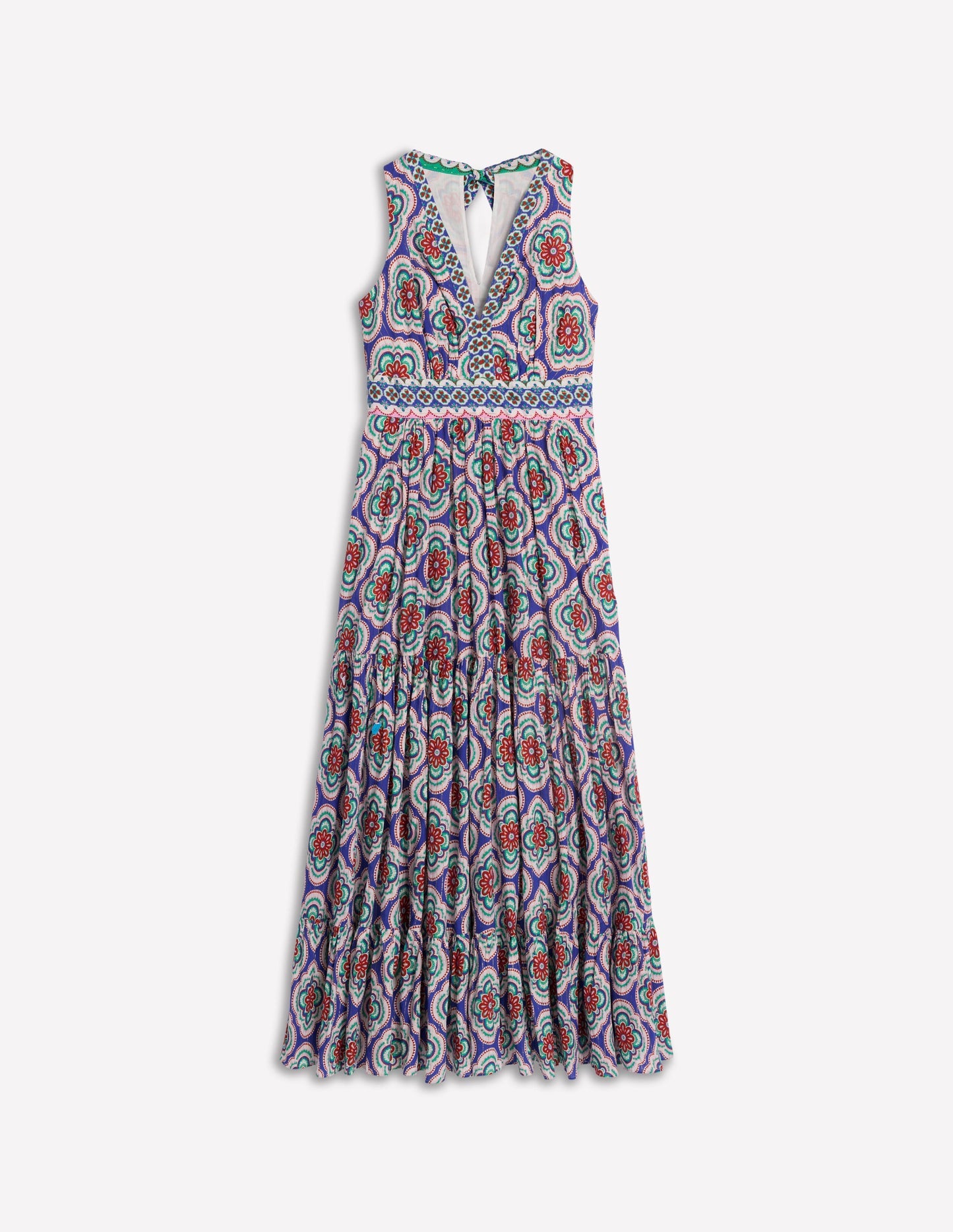 Serena Cotton Tie Maxi Dress - Bright Blue, Botanic Blush