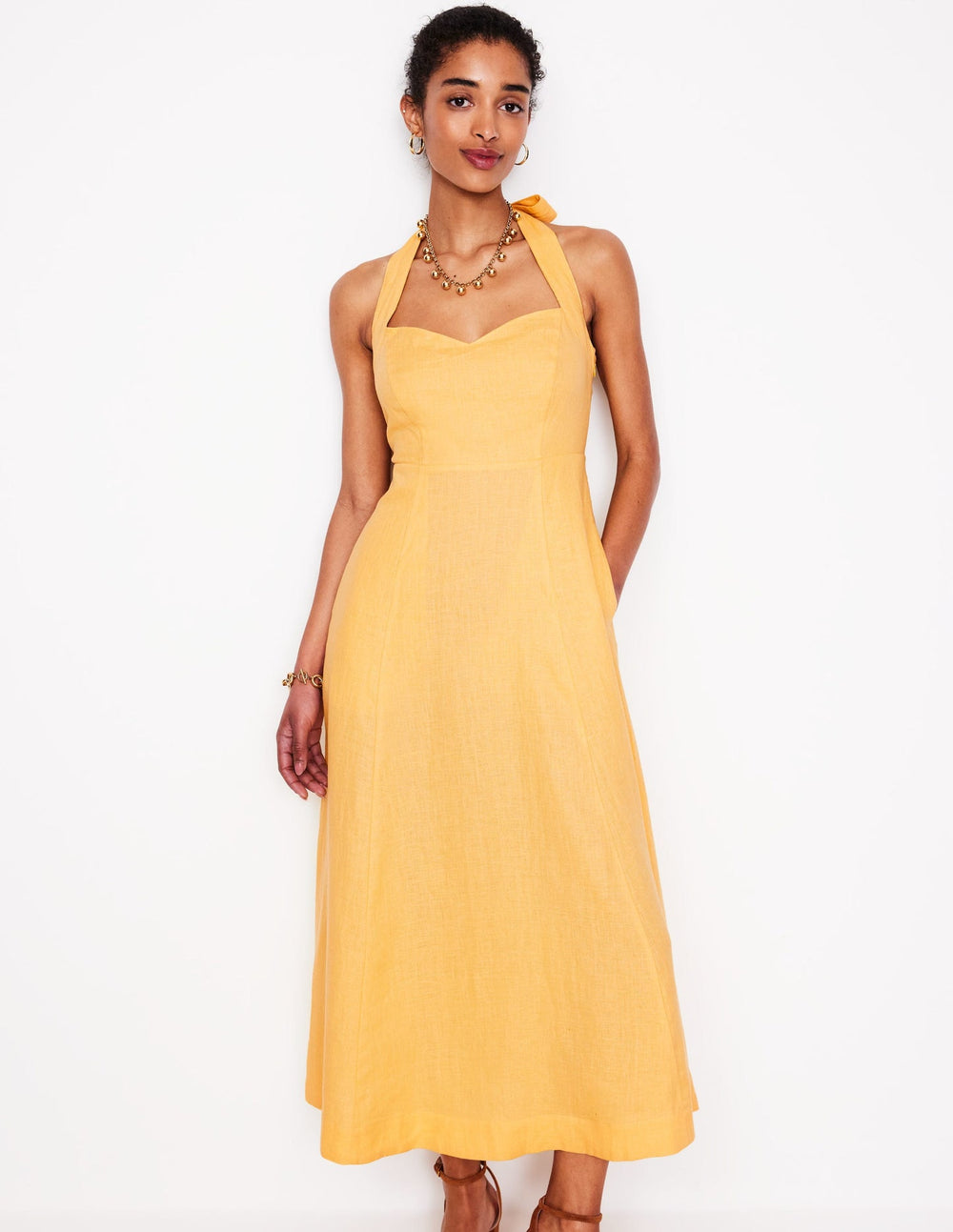 Halter Linen Dress - Buttermilk Yellow
