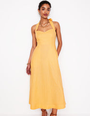 Halter Linen Dress - Buttermilk Yellow