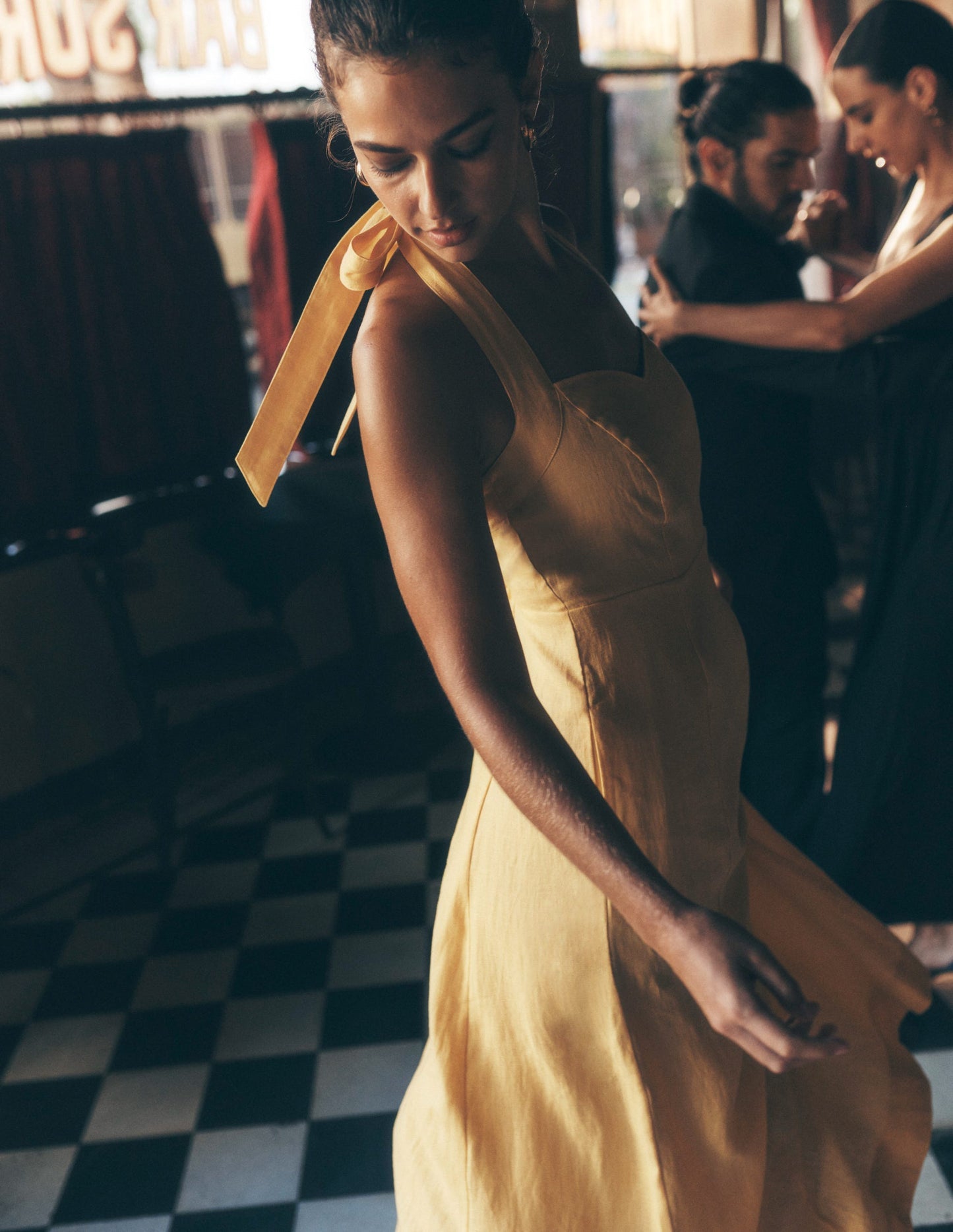 Halter Linen Dress - Buttermilk Yellow