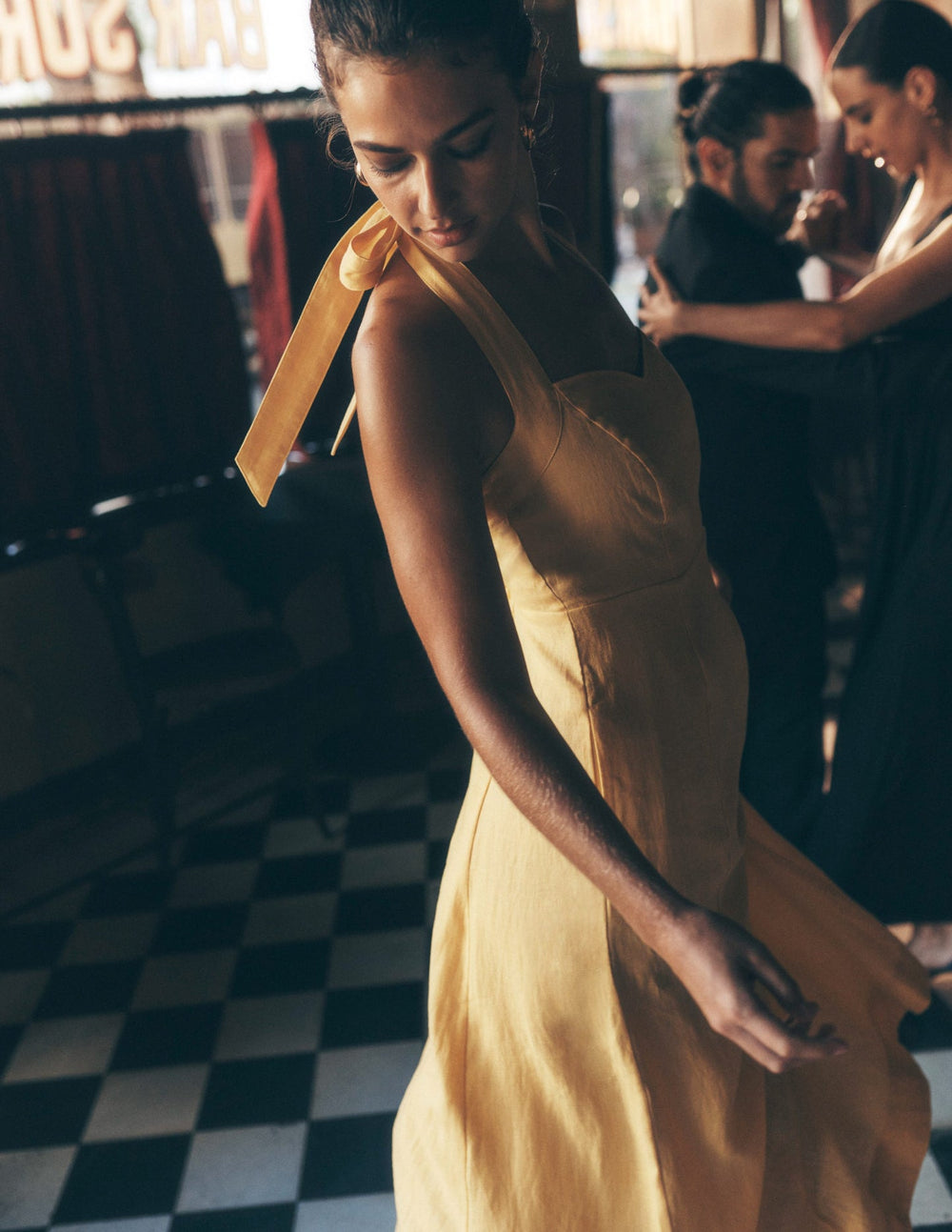 Halter Linen Dress - Buttermilk Yellow