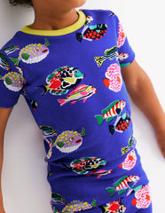 Snug Short John Glow Pyjamas - Blue Heron Fish