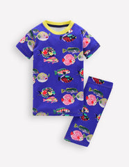 Snug Short John Glow Pyjamas - Blue Heron Fish