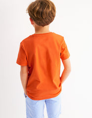 Chain Stitch T-shirt - Hot Coral tiger