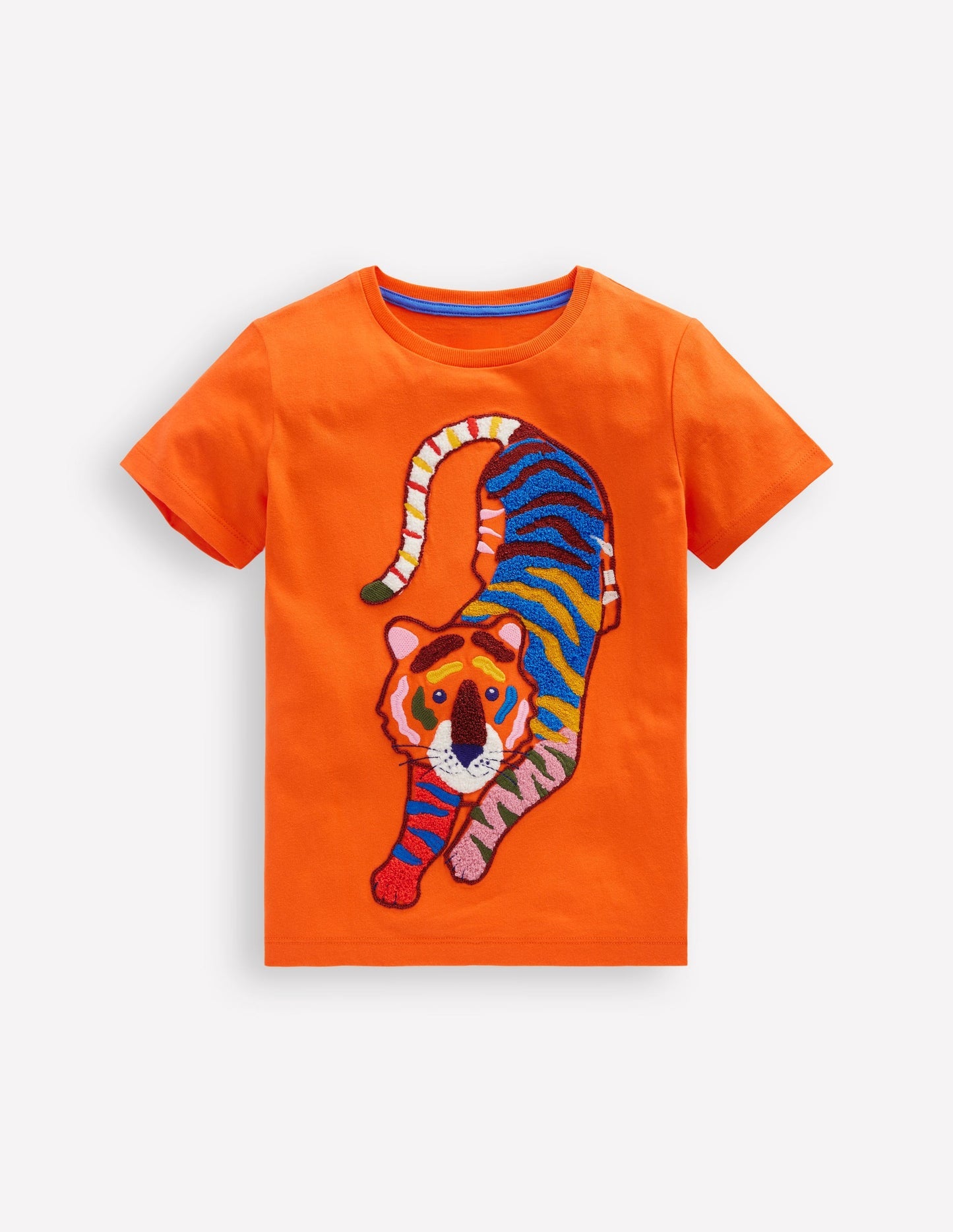 Chain Stitch T-shirt - Hot Coral tiger