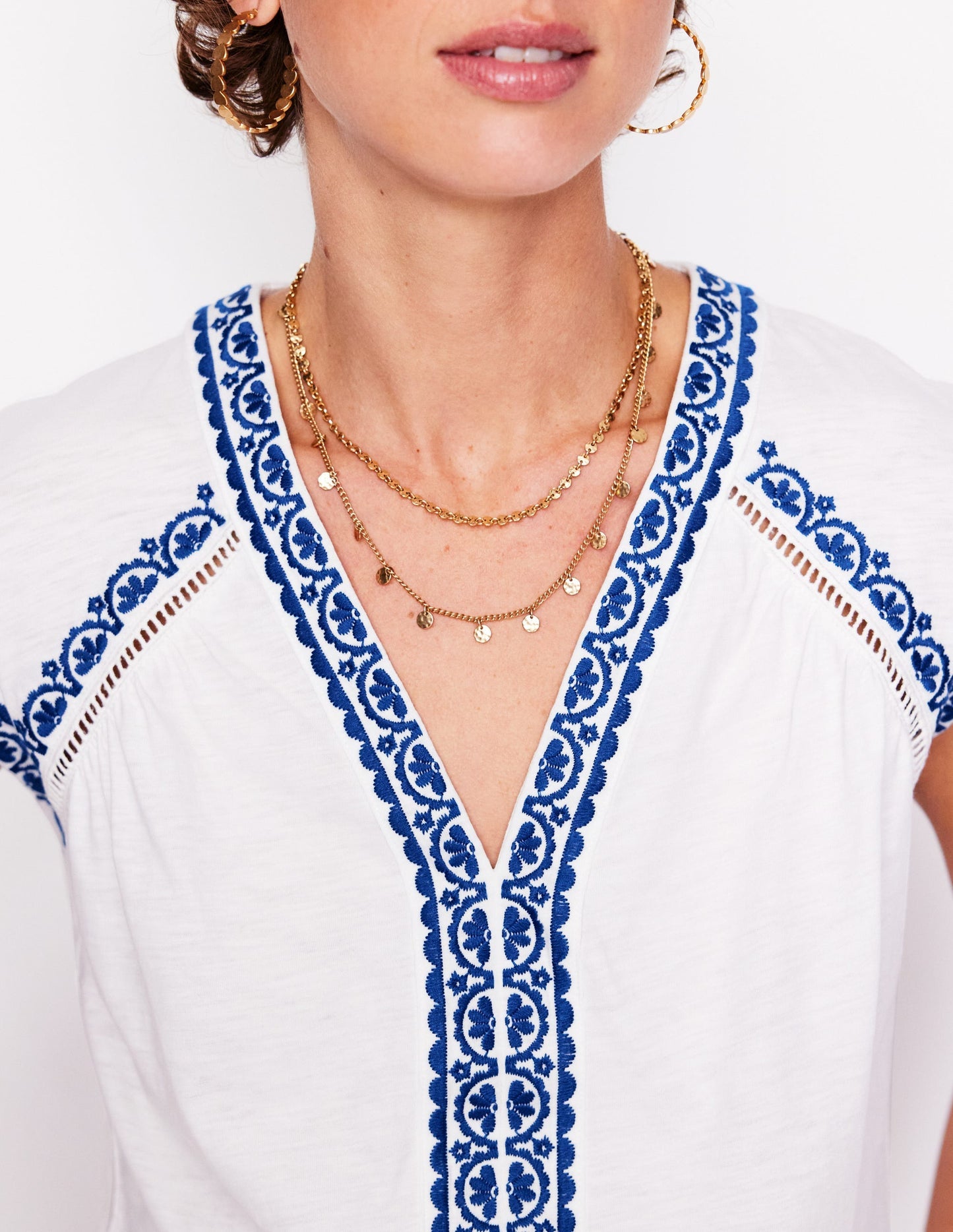 Hazel Cotton Embroidered Top - White