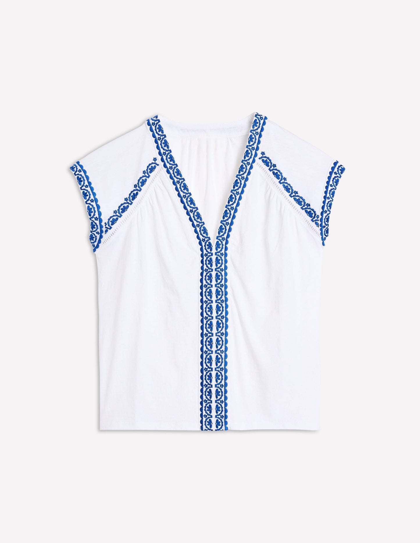 Hazel Cotton Embroidered Top - White