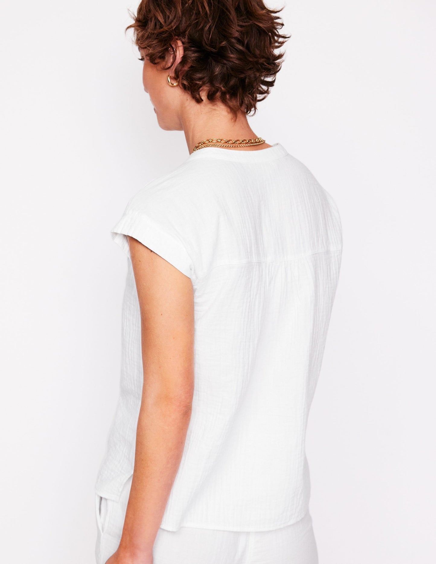 Sleeveless Double Cloth Top - White