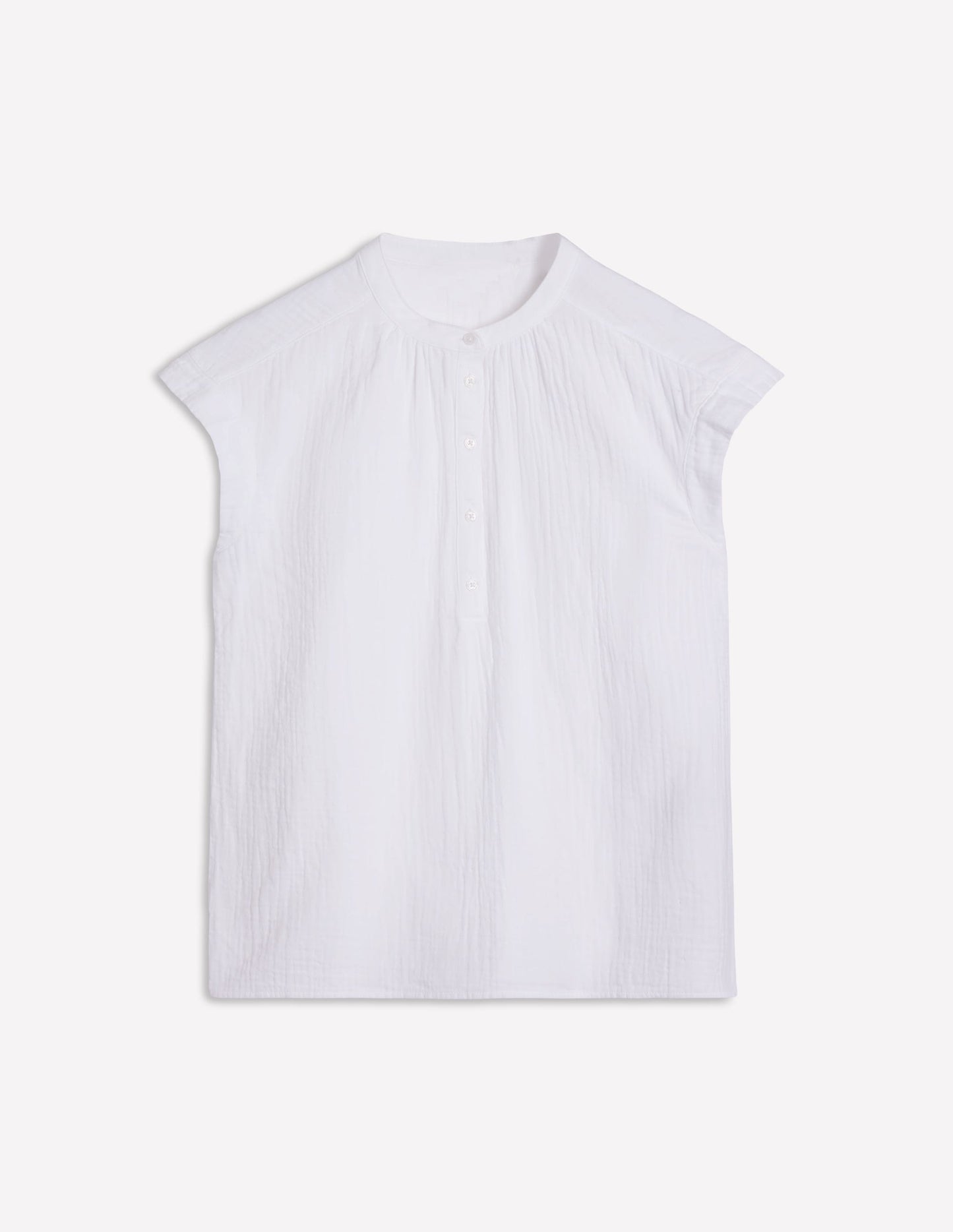 Sleeveless Double Cloth Top - White