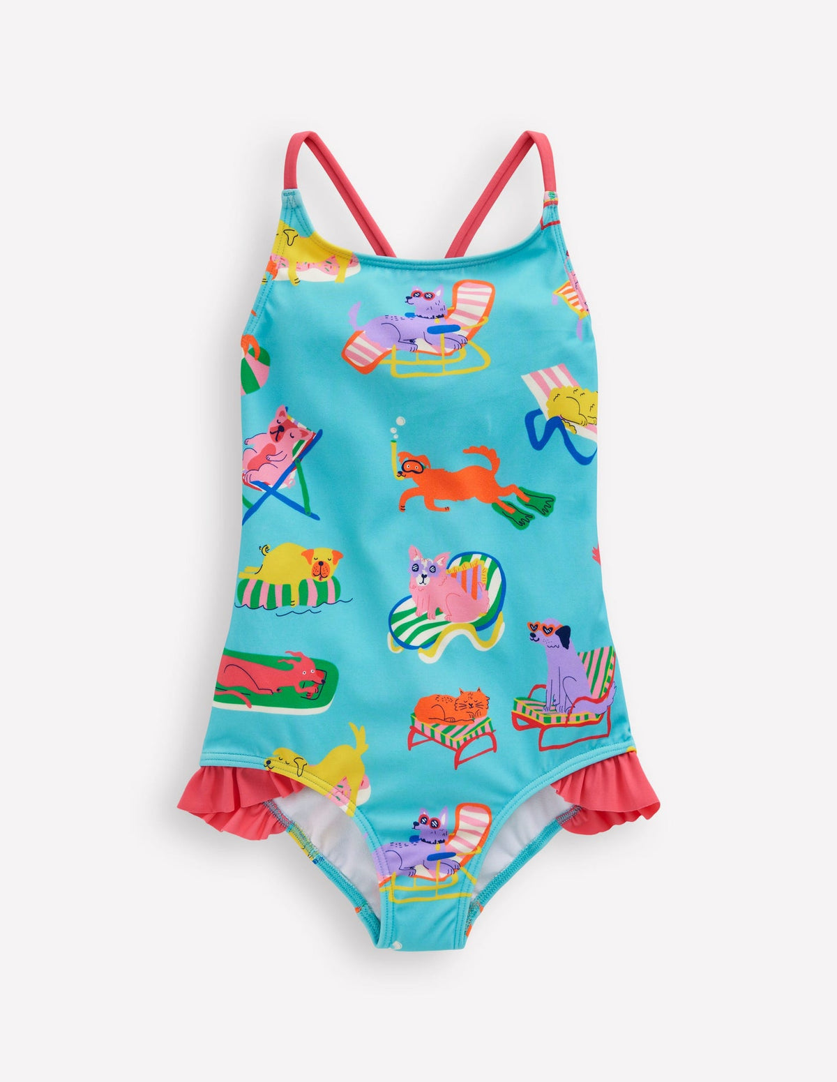 Pretty Cross - Back Swimsuit - Caribbean Blue Poolside Pets