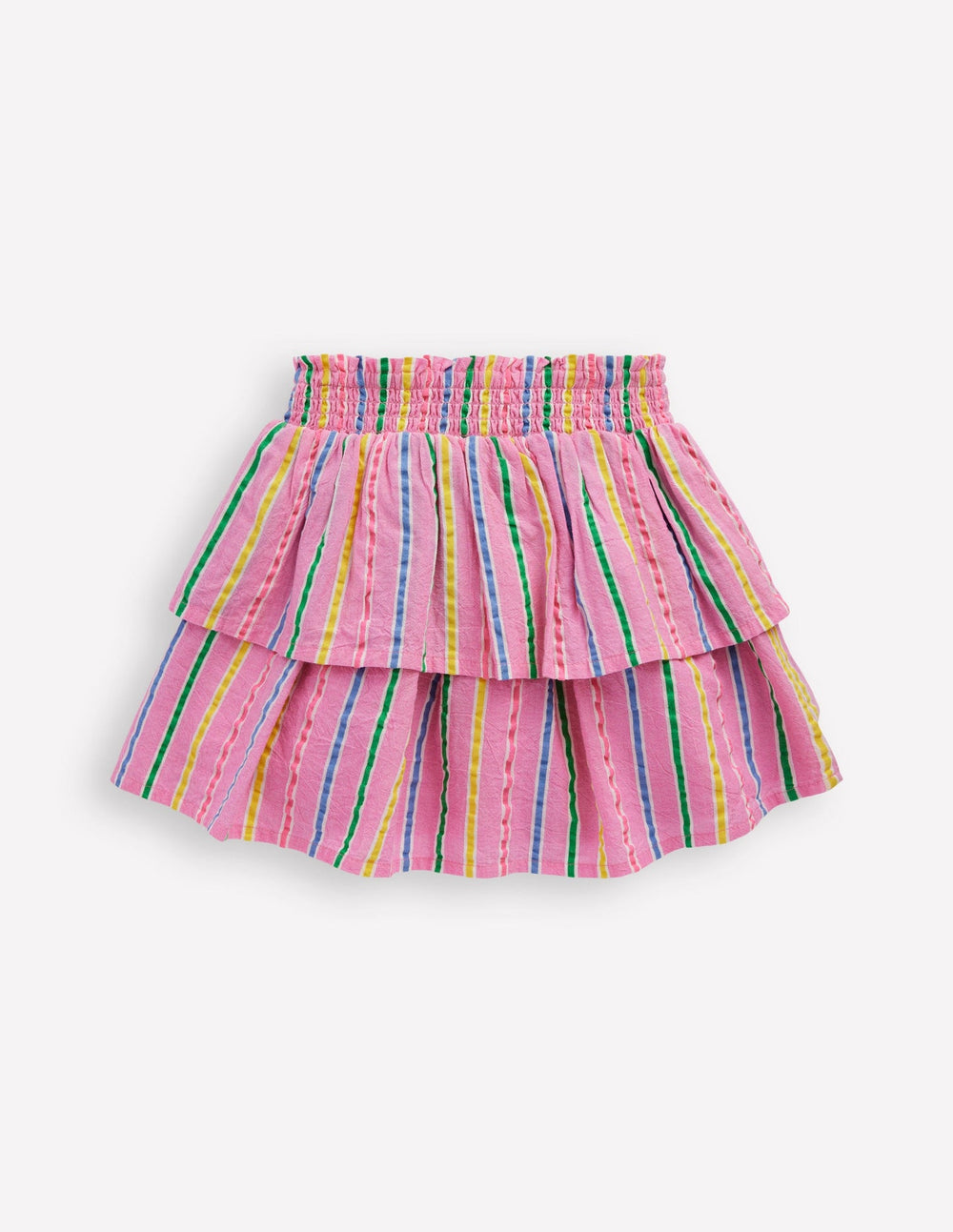 Tiered Woven Skirt - Pink Multi Stripe