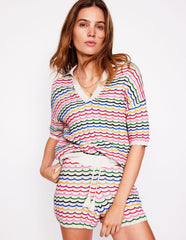 Collared Henley Sweater - Multi, Rainbow